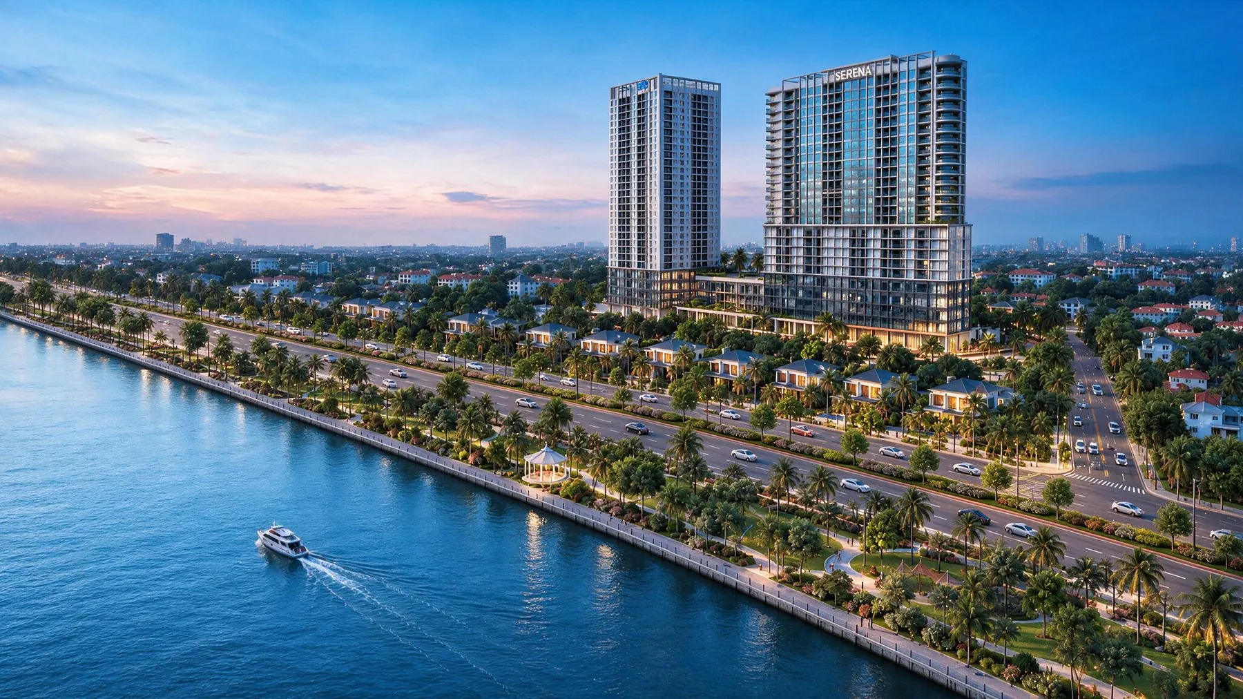 Serena Riverside nhìn từ đại lộ ven sông